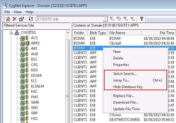 Search Context Menu